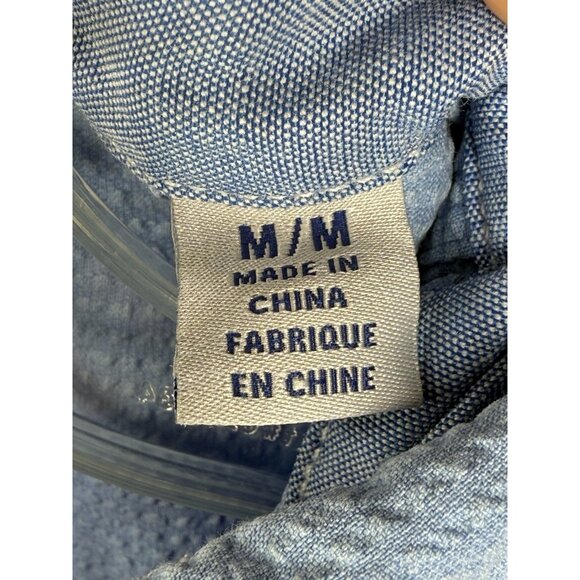 Tommy Bahama Shirt Men's Medium Blue Textured Cotton Button Up Casual Summer - Picture 4 of 6